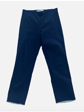 Sara Campbell Women's Pull On Ankle Pant Lace Scalloped Hem Navy Blue Size Small